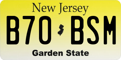 NJ license plate B70BSM