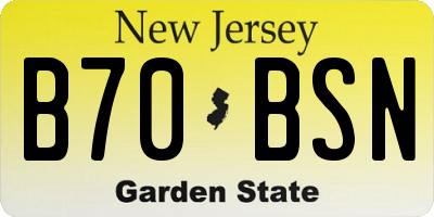 NJ license plate B70BSN