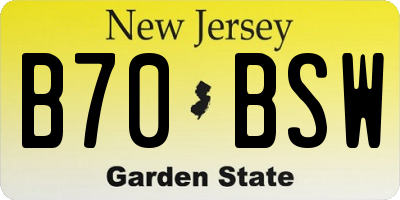 NJ license plate B70BSW