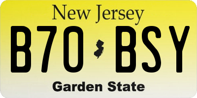 NJ license plate B70BSY