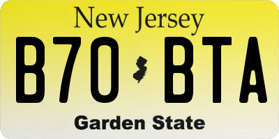 NJ license plate B70BTA