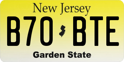 NJ license plate B70BTE