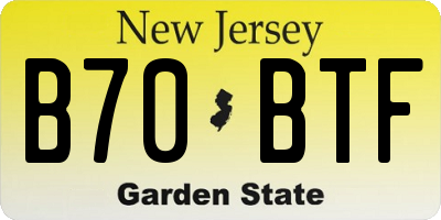 NJ license plate B70BTF