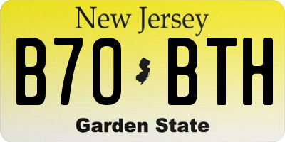 NJ license plate B70BTH