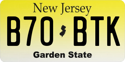 NJ license plate B70BTK