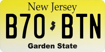 NJ license plate B70BTN