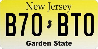 NJ license plate B70BTO
