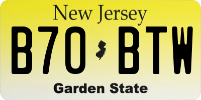 NJ license plate B70BTW
