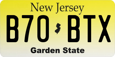 NJ license plate B70BTX