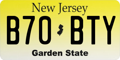 NJ license plate B70BTY