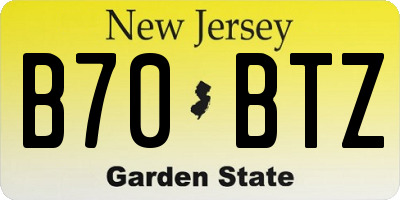 NJ license plate B70BTZ