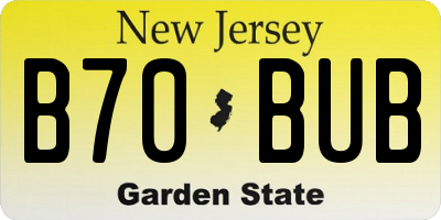 NJ license plate B70BUB