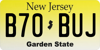 NJ license plate B70BUJ
