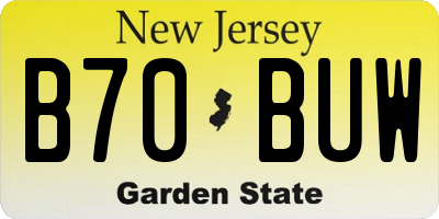 NJ license plate B70BUW