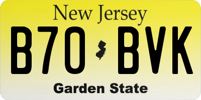 NJ license plate B70BVK