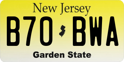 NJ license plate B70BWA