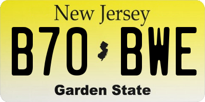 NJ license plate B70BWE