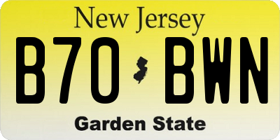 NJ license plate B70BWN