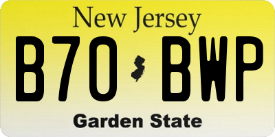 NJ license plate B70BWP