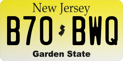 NJ license plate B70BWQ
