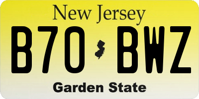 NJ license plate B70BWZ