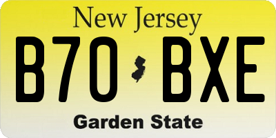 NJ license plate B70BXE