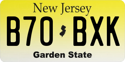 NJ license plate B70BXK
