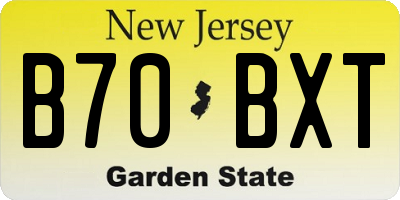 NJ license plate B70BXT