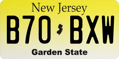 NJ license plate B70BXW