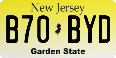 NJ license plate B70BYD