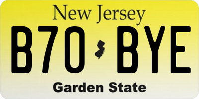 NJ license plate B70BYE