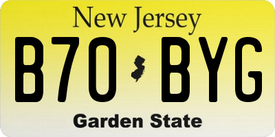 NJ license plate B70BYG