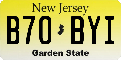 NJ license plate B70BYI