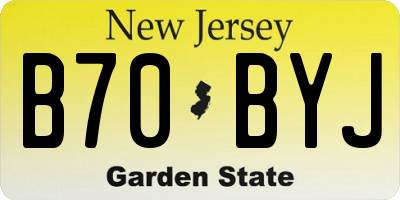 NJ license plate B70BYJ