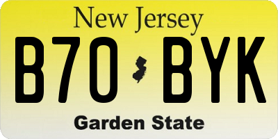 NJ license plate B70BYK
