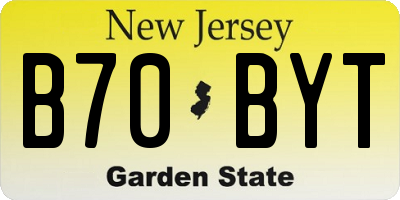 NJ license plate B70BYT