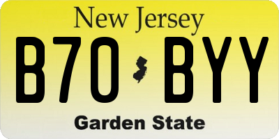 NJ license plate B70BYY