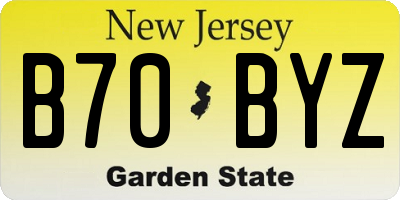 NJ license plate B70BYZ