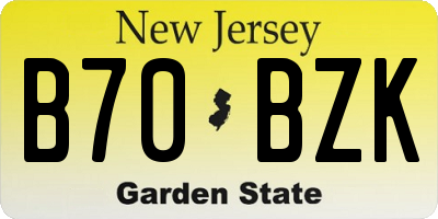 NJ license plate B70BZK