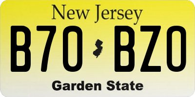 NJ license plate B70BZO