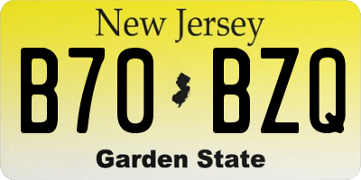 NJ license plate B70BZQ