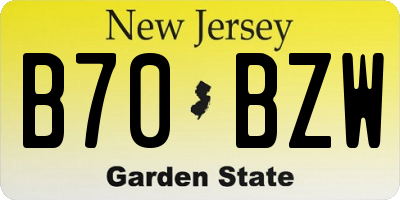 NJ license plate B70BZW