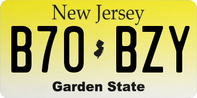 NJ license plate B70BZY