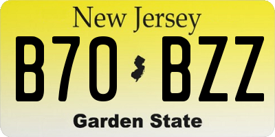 NJ license plate B70BZZ
