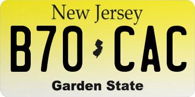 NJ license plate B70CAC