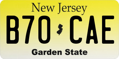 NJ license plate B70CAE