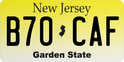 NJ license plate B70CAF