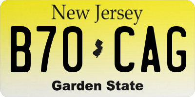 NJ license plate B70CAG