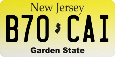 NJ license plate B70CAI