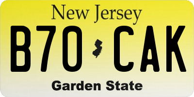 NJ license plate B70CAK